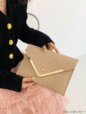 BagForLove - Embossed Crocodile Envelop Bag with Stylish Metal Accents