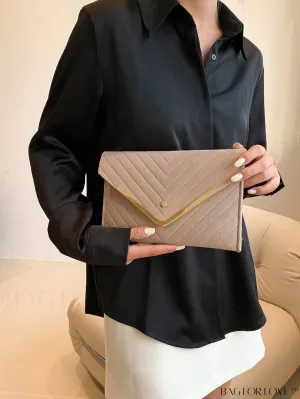BagForLove - Khaki Medium Chevron Envelope Bag: Professional and Stylish