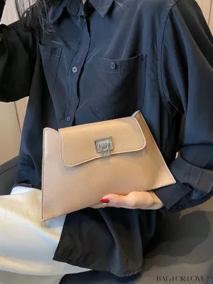BagForLove - Litchi Embossed PU Clutch Bag with Flap Design