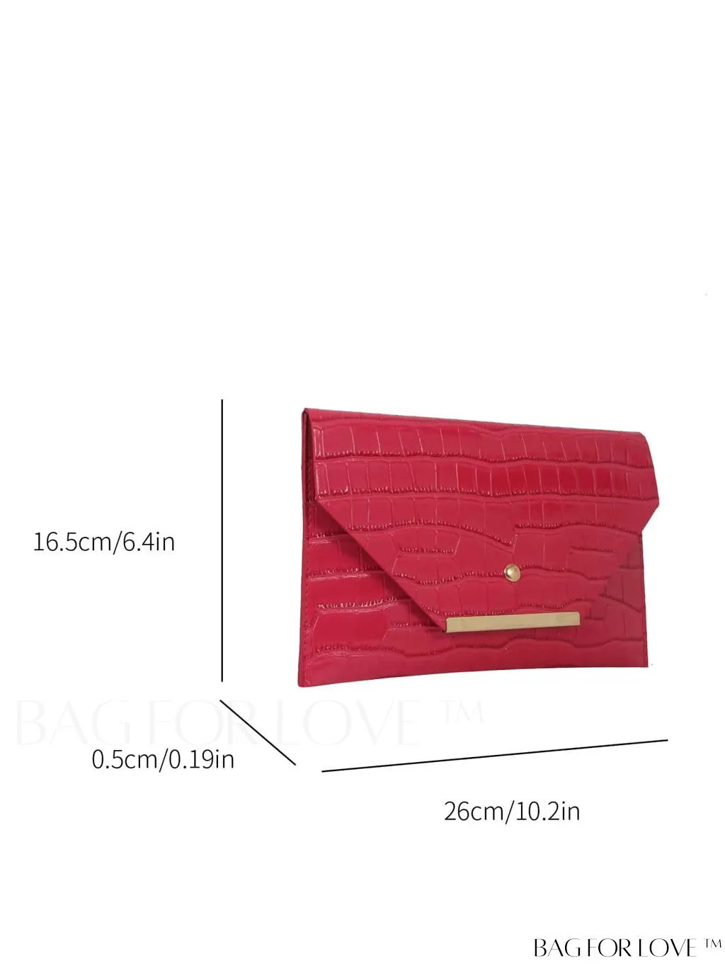 BagForLove - Metallic PU Crocodile Embossed Envelope Bag with Funky Flap Design