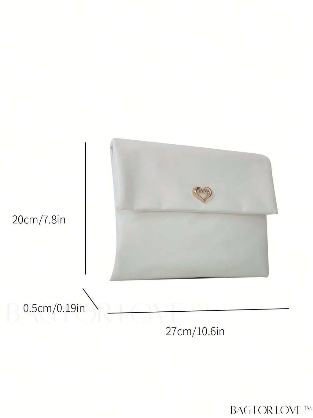 BagForLove - Plain Heart Decor PU Envelope Bag