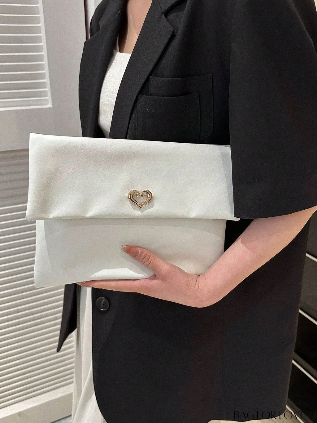 BagForLove - Plain Heart Decor PU Envelope Bag
