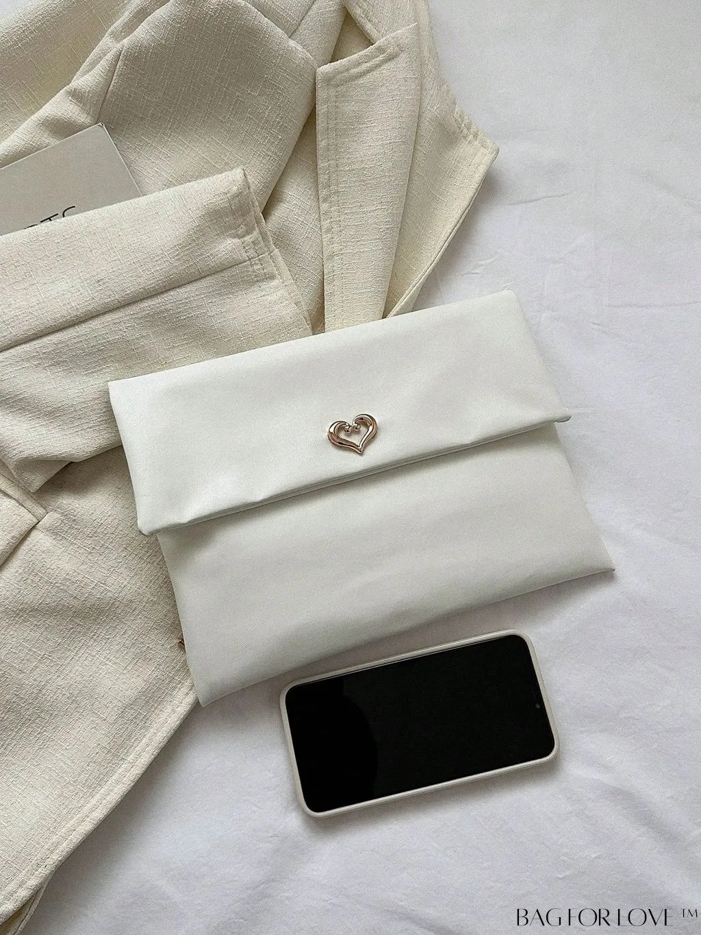 BagForLove - Plain Heart Decor PU Envelope Bag