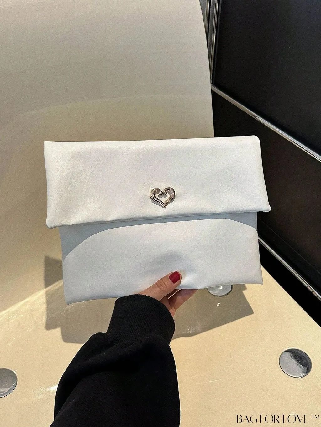 BagForLove - Plain Heart Decor PU Envelope Bag