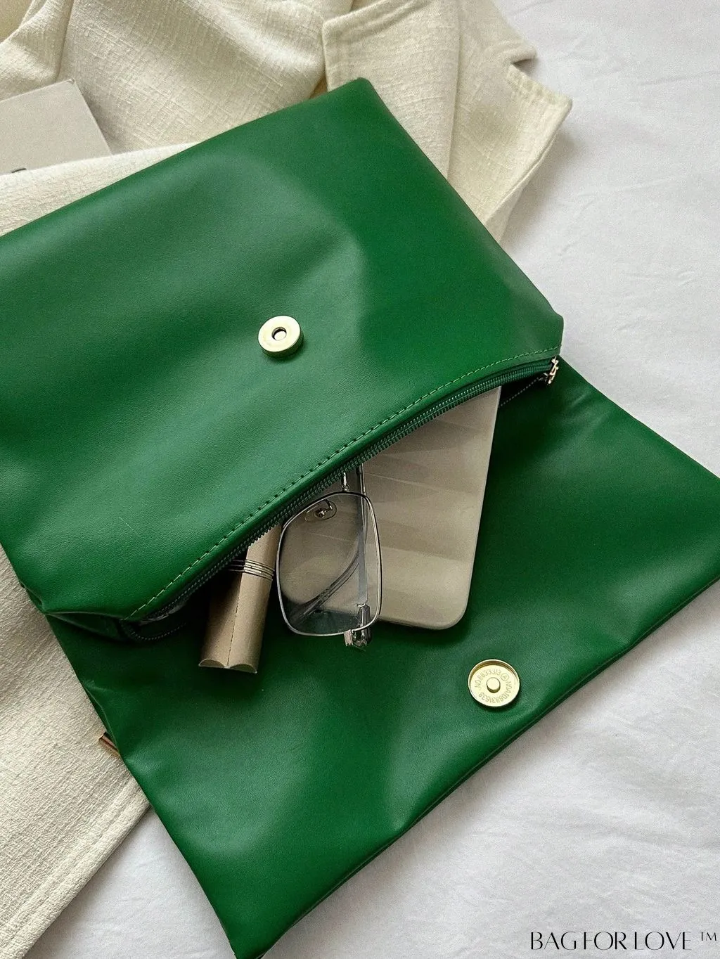 BagForLove - Plain Heart Decor PU Envelope Bag