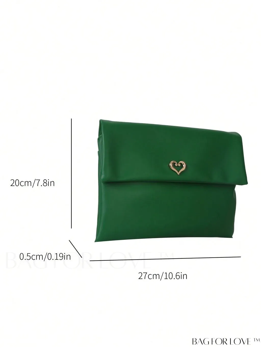 BagForLove - Plain Heart Decor PU Envelope Bag