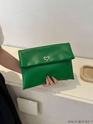 BagForLove - Plain Heart Decor PU Envelope Bag