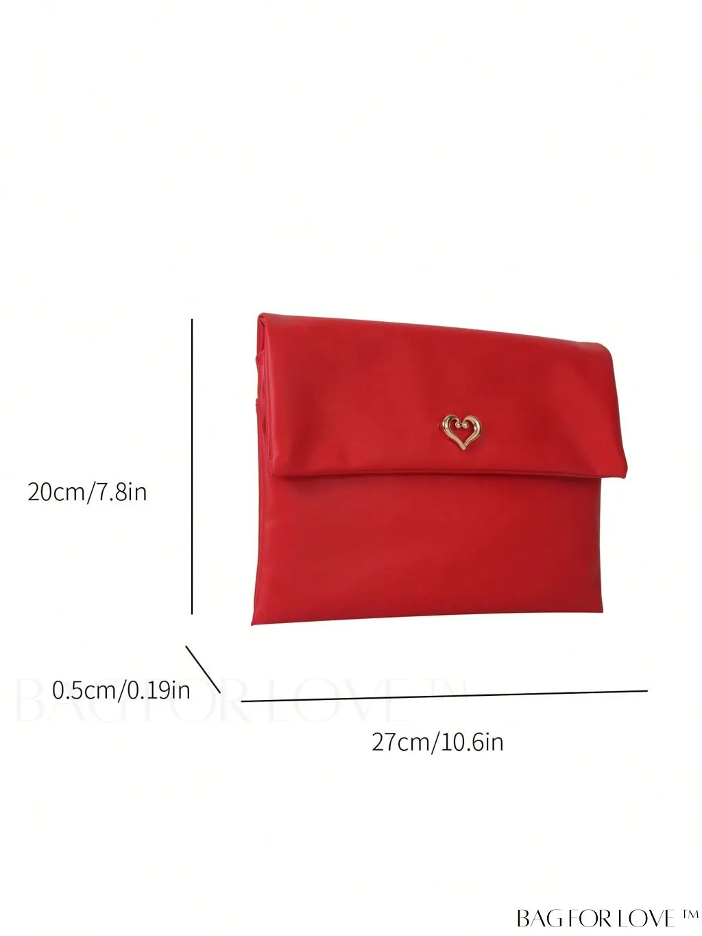 BagForLove - Plain Heart Decor PU Envelope Bag