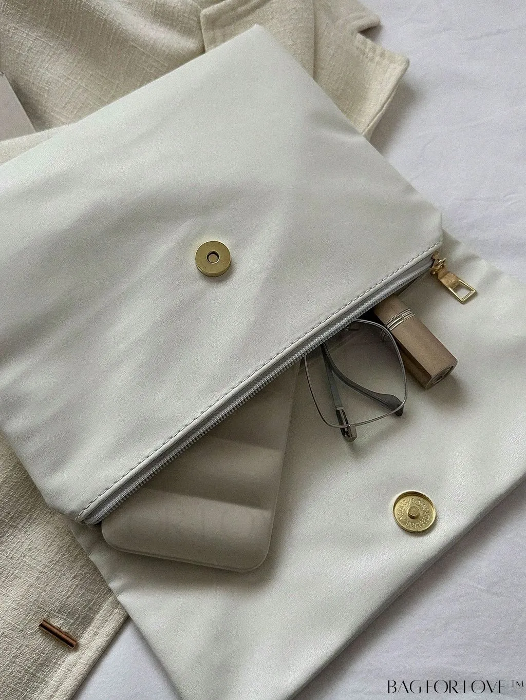 BagForLove - Plain Heart Decor PU Envelope Bag