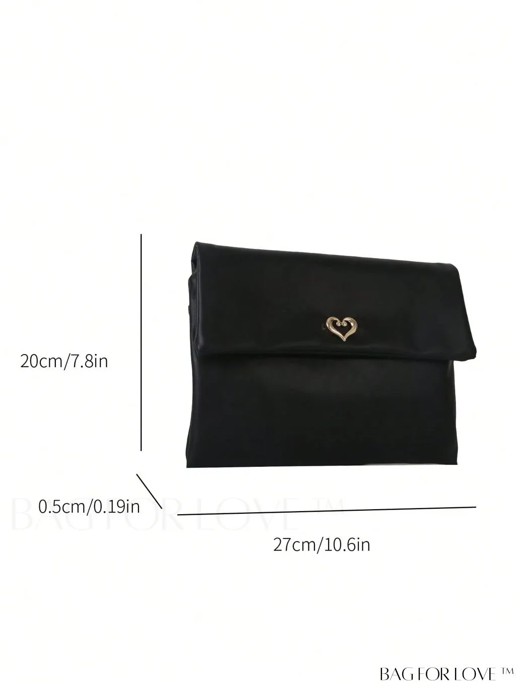 BagForLove - Plain Heart Decor PU Envelope Bag