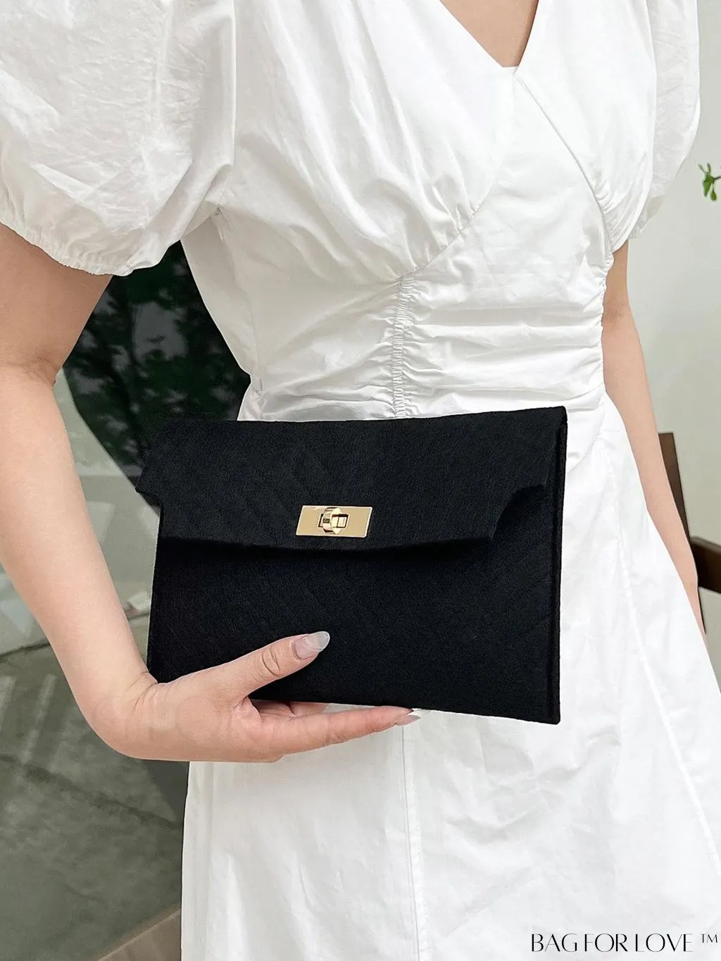 BagForLove - Stylish Envelope Clutch Bag with Chevron Pattern and Solid Color