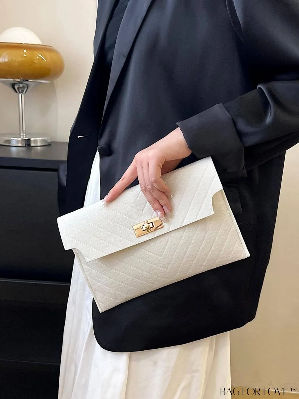 BagForLove - Stylish Envelope Clutch Bag with Chevron Pattern and Solid Color