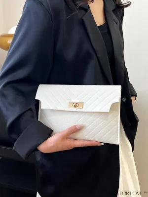 BagForLove - Stylish Envelope Clutch Bag with Chevron Pattern and Solid Color