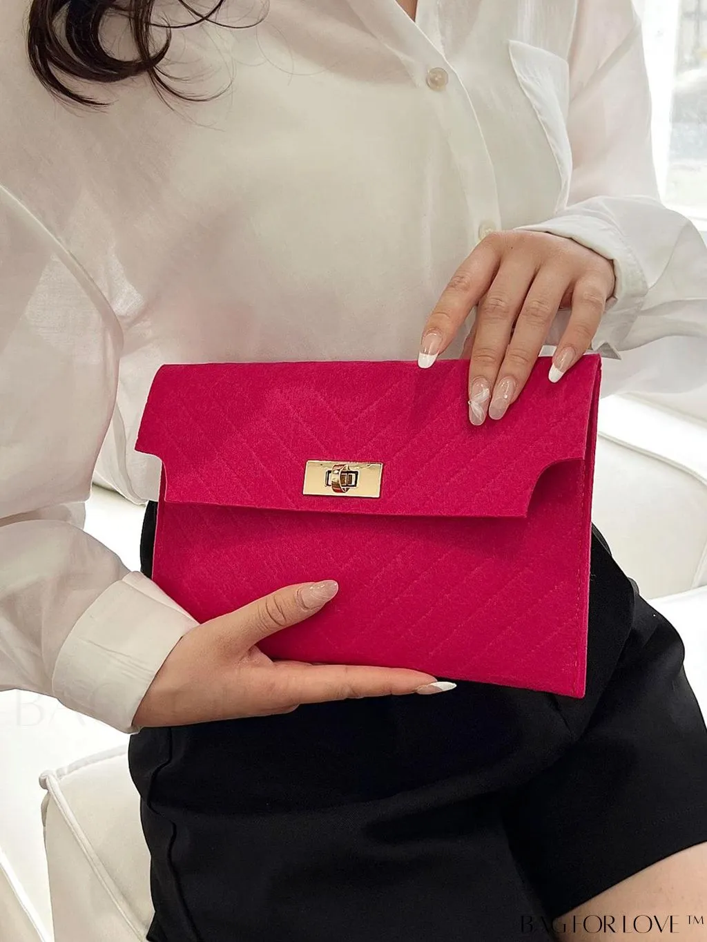BagForLove - Stylish Envelope Clutch Bag with Chevron Pattern and Solid Color