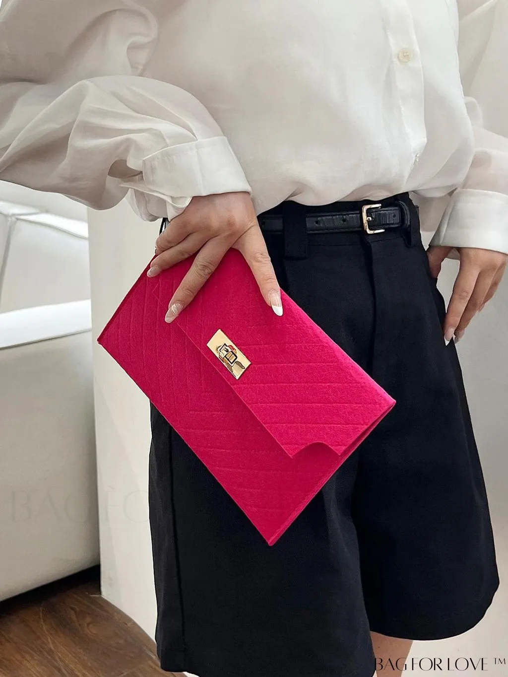 BagForLove - Stylish Envelope Clutch Bag with Chevron Pattern and Solid Color