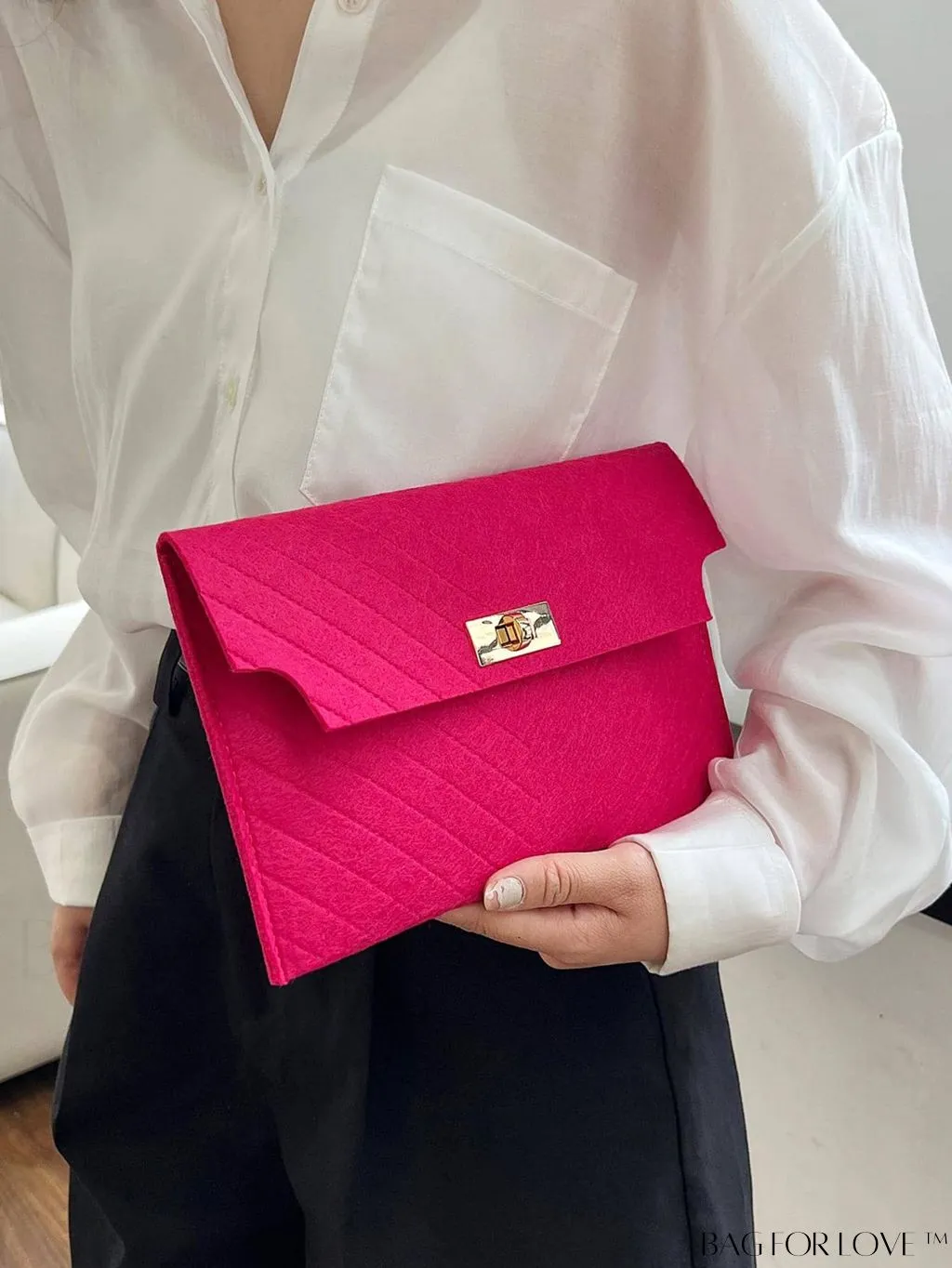BagForLove - Stylish Envelope Clutch Bag with Chevron Pattern and Solid Color