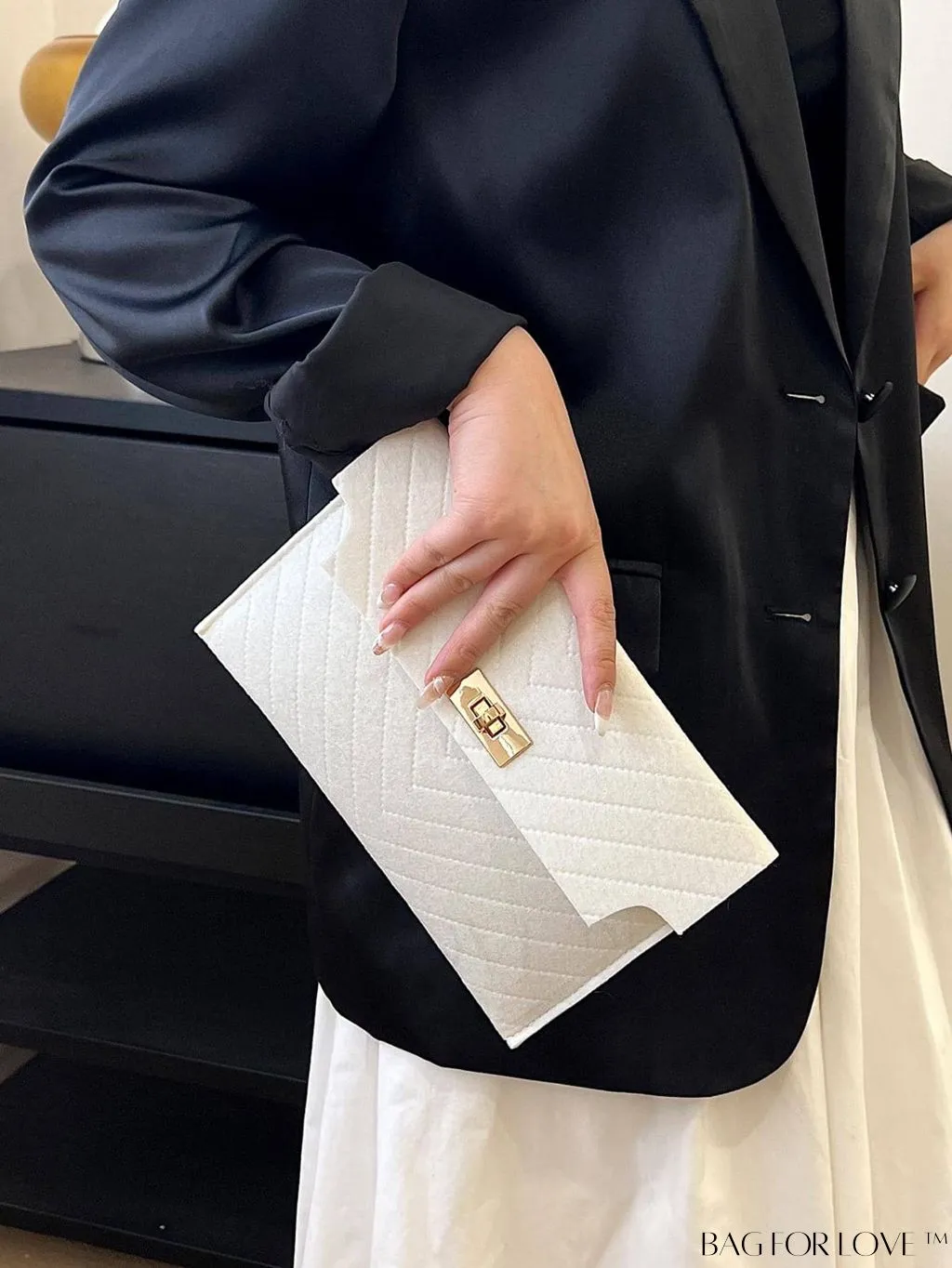 BagForLove - Stylish Envelope Clutch Bag with Chevron Pattern and Solid Color