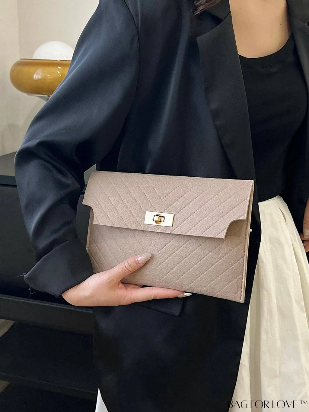 BagForLove - Stylish Envelope Clutch Bag with Chevron Pattern and Solid Color