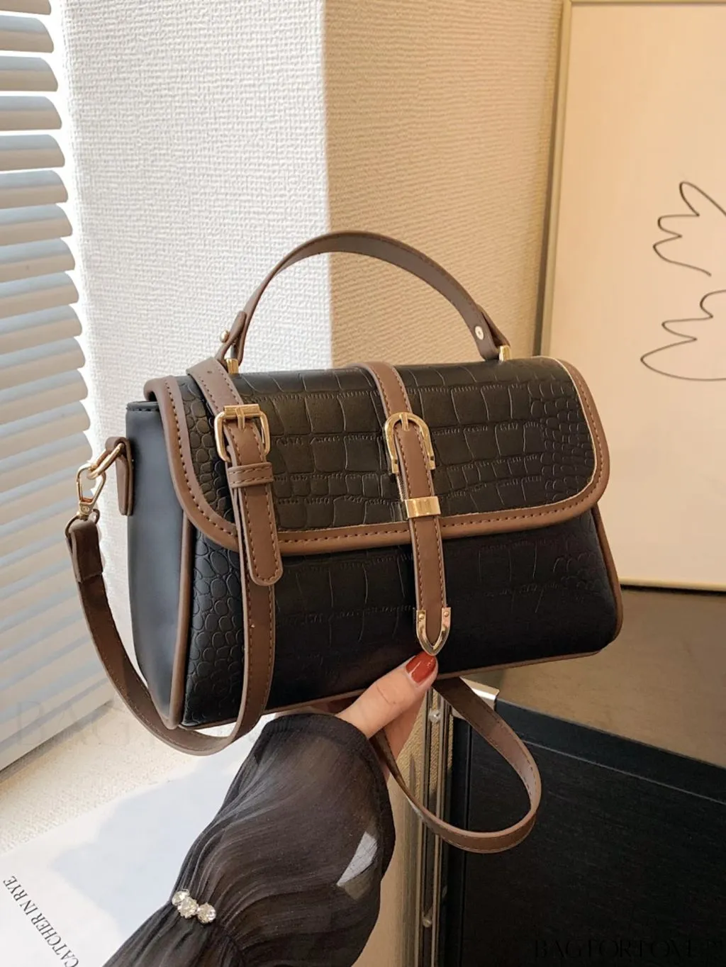 BagForLove - Stylish Stone-Embossed Womens Tote Crossbody Bag for Minimalist Business Professionals