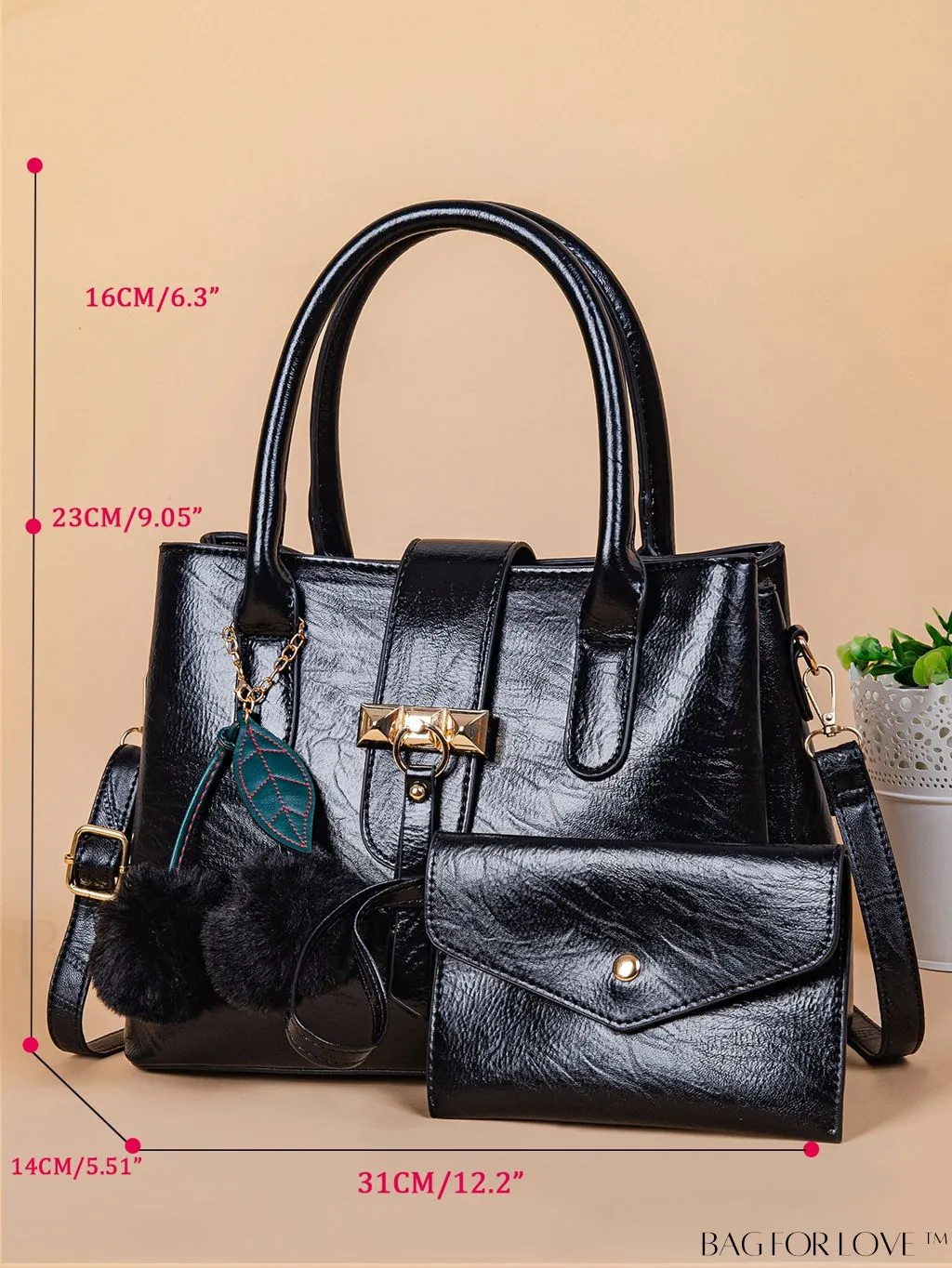 BagForLove - Stylish Vintage Crossbody Handbags with Triple Zipper - Set of 2