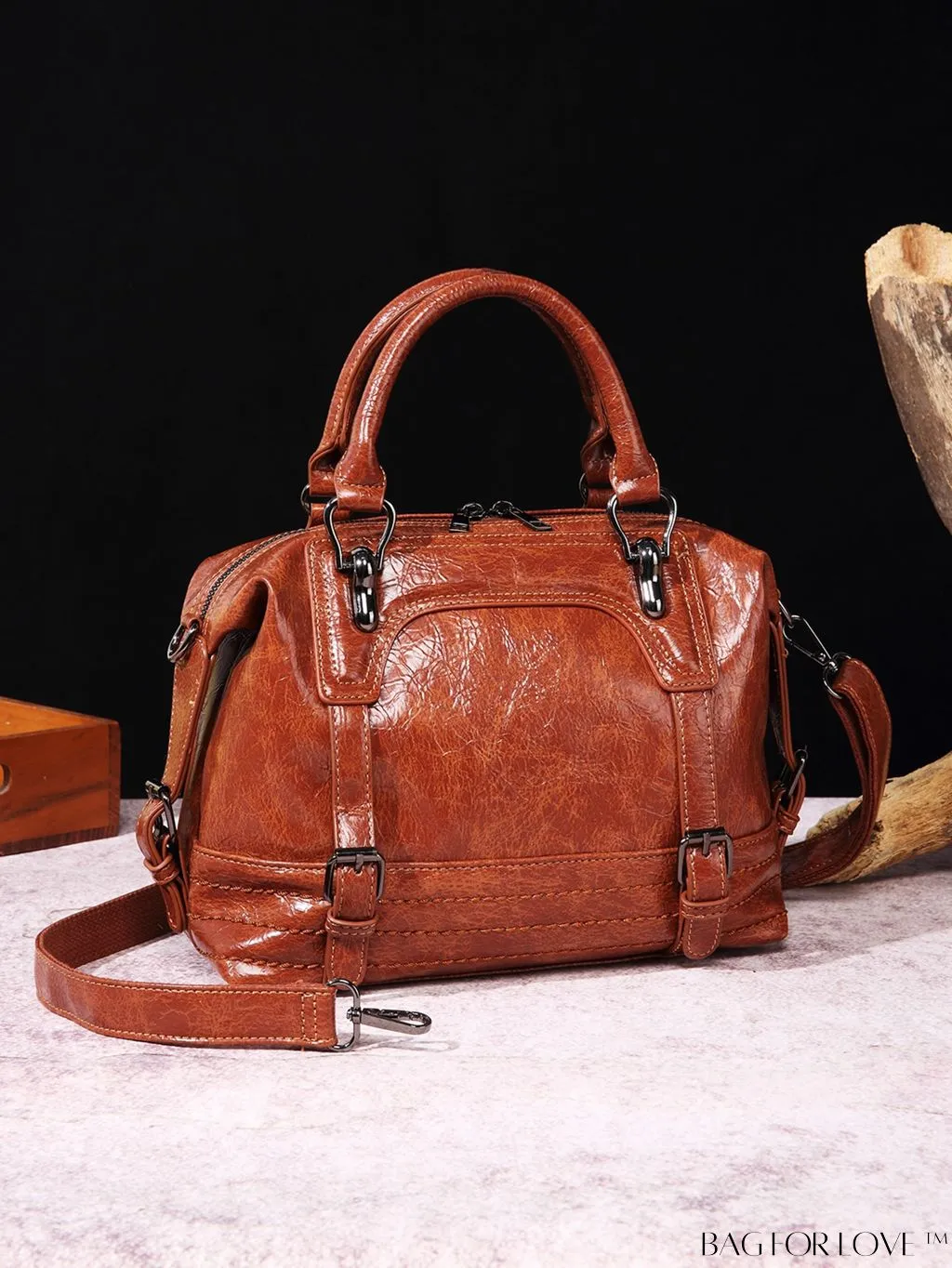 BagForLove - Timeless PU Leather Handheld Boston Bag with Vintage Charm