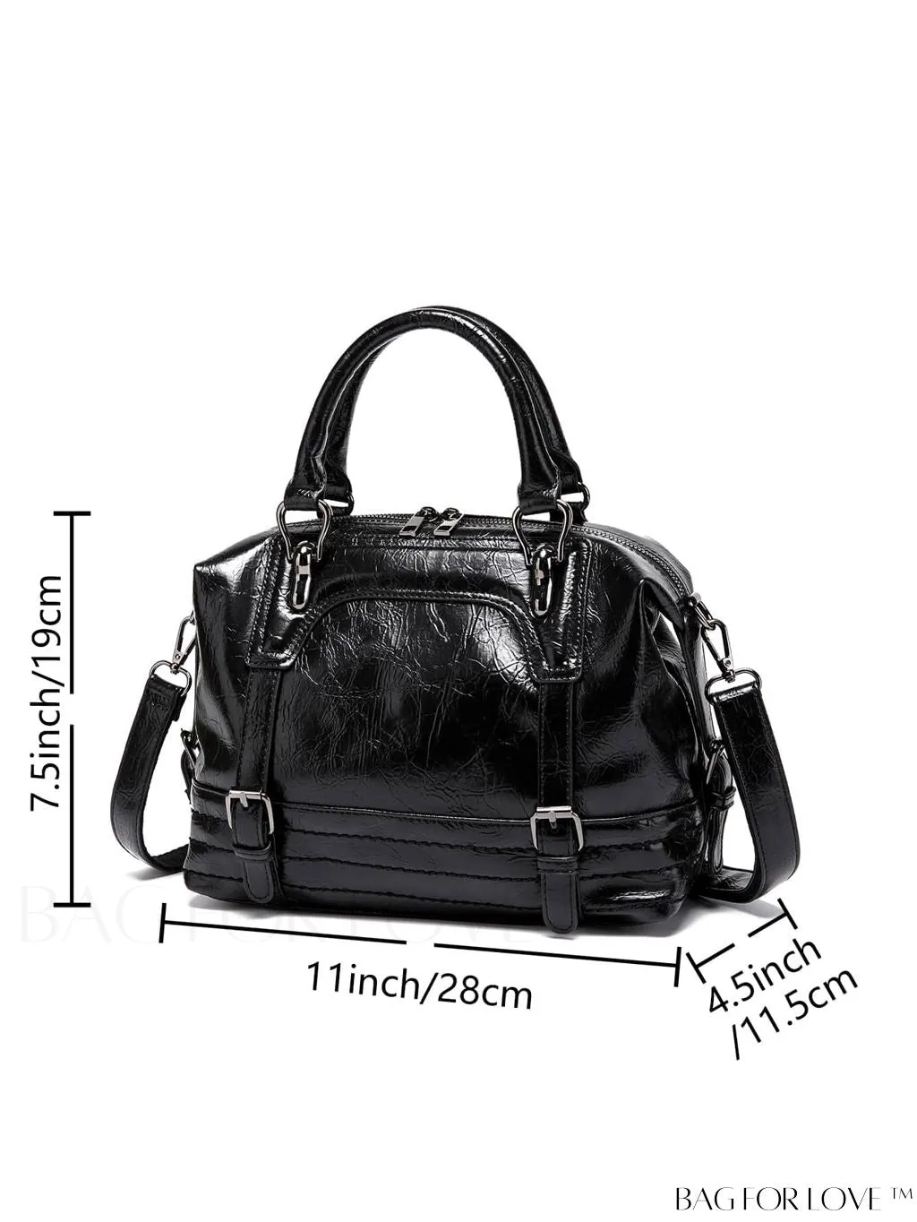 BagForLove - Timeless PU Leather Handheld Boston Bag with Vintage Charm
