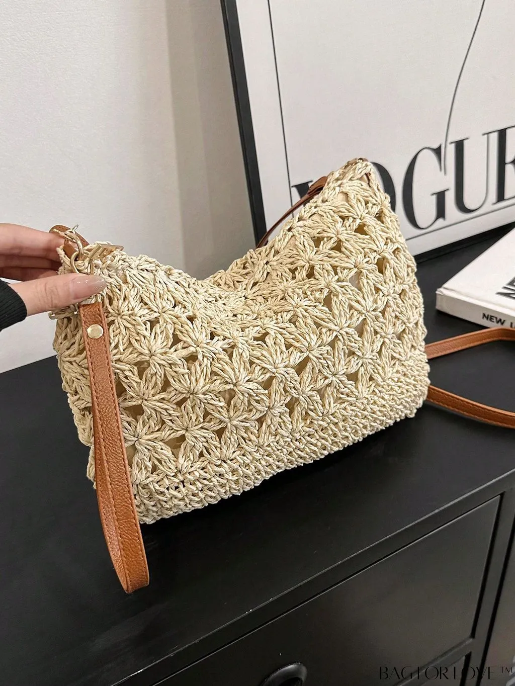 BagForLove - Vacation-ready Straw Clutch with Hollow-out Design - Medium Size