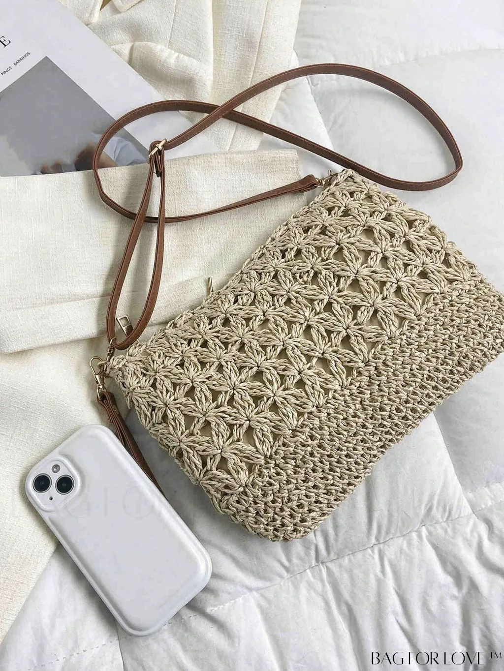 BagForLove - Vacation-ready Straw Clutch with Hollow-out Design - Medium Size