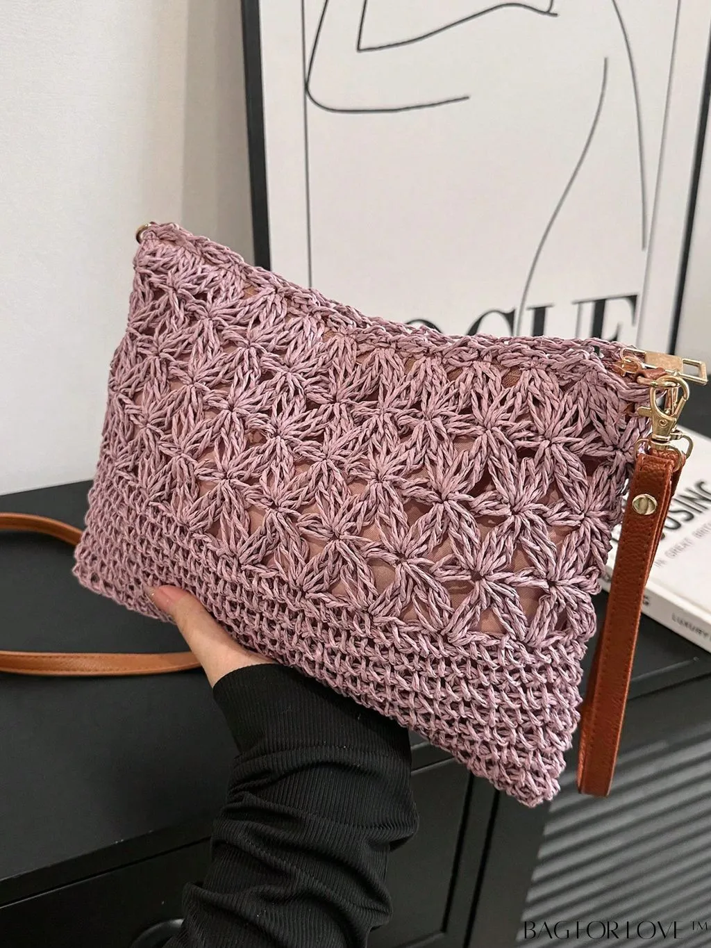 BagForLove - Vacation-ready Straw Clutch with Hollow-out Design - Medium Size