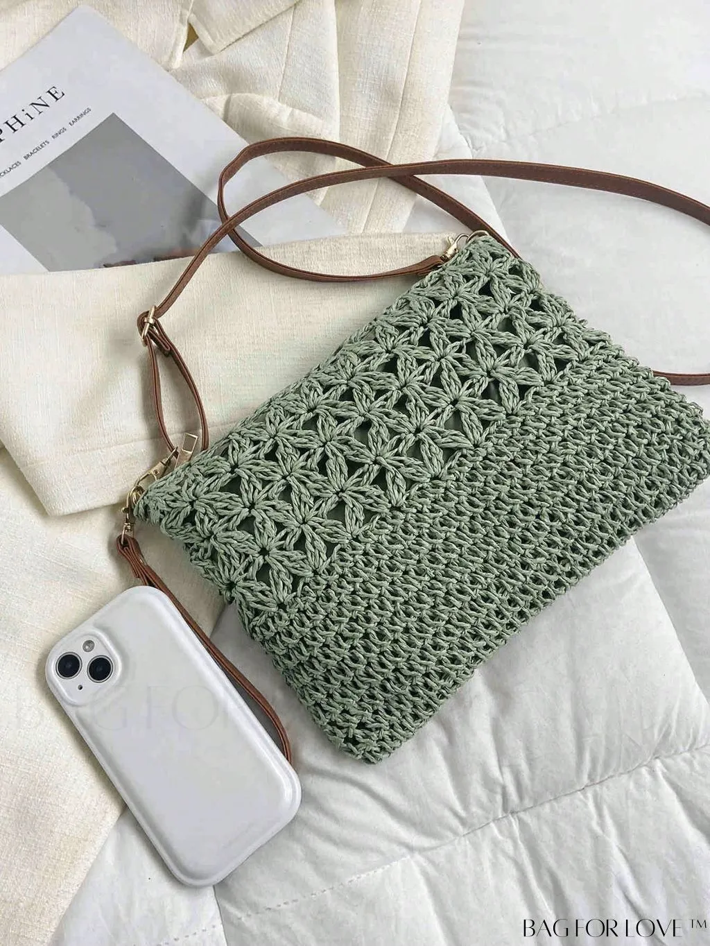 BagForLove - Vacation-ready Straw Clutch with Hollow-out Design - Medium Size