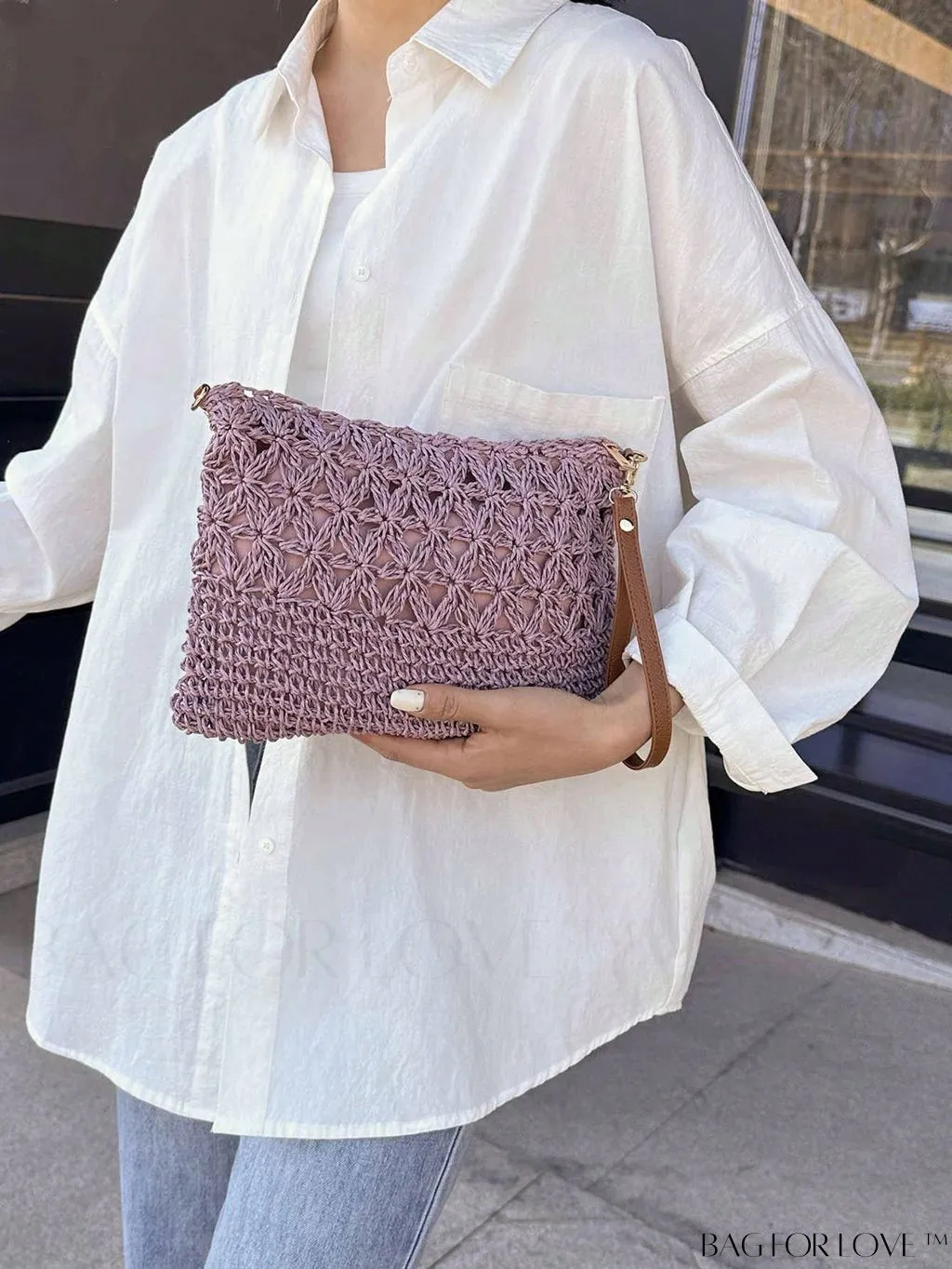 BagForLove - Vacation-ready Straw Clutch with Hollow-out Design - Medium Size