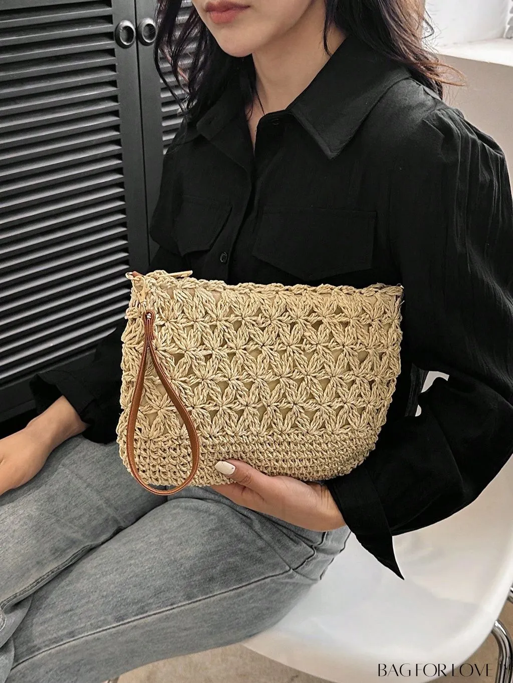 BagForLove - Vacation-ready Straw Clutch with Hollow-out Design - Medium Size