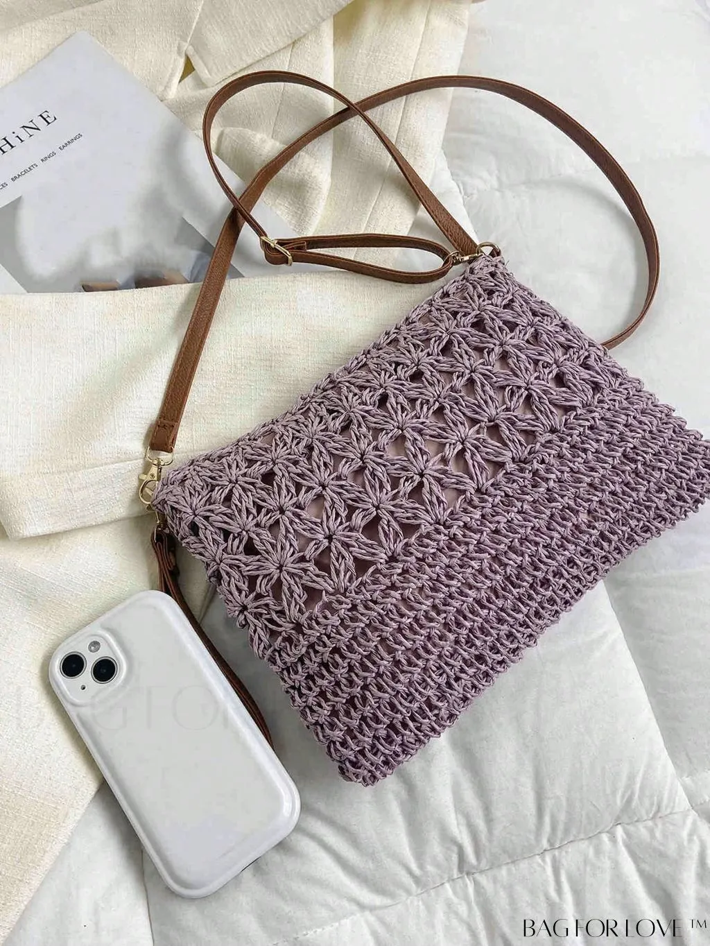 BagForLove - Vacation-ready Straw Clutch with Hollow-out Design - Medium Size