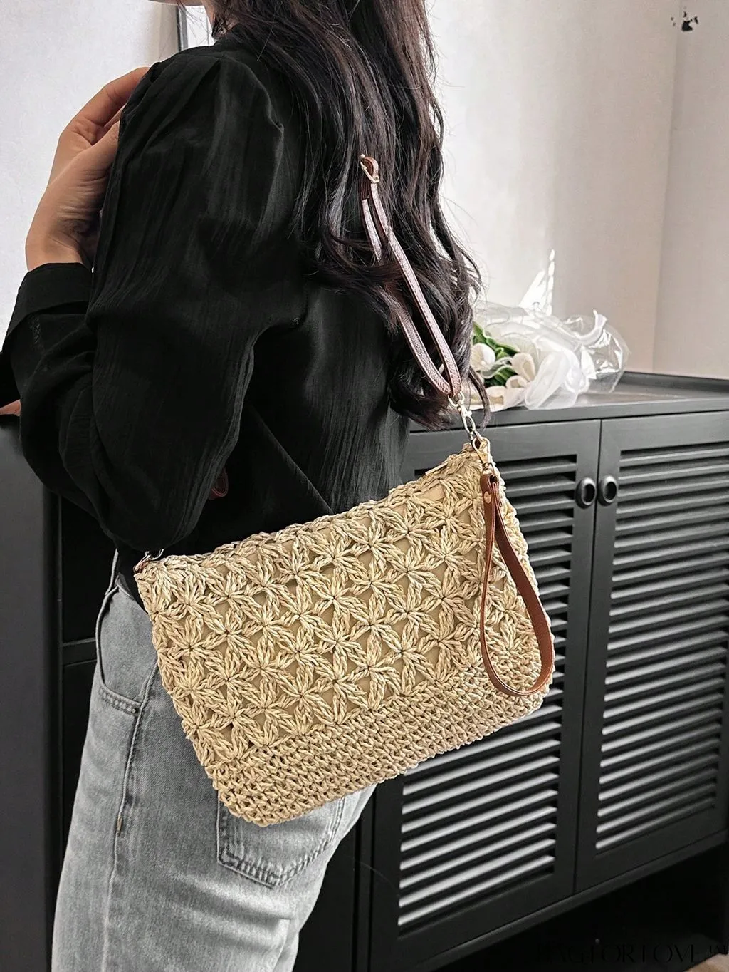 BagForLove - Vacation-ready Straw Clutch with Hollow-out Design - Medium Size