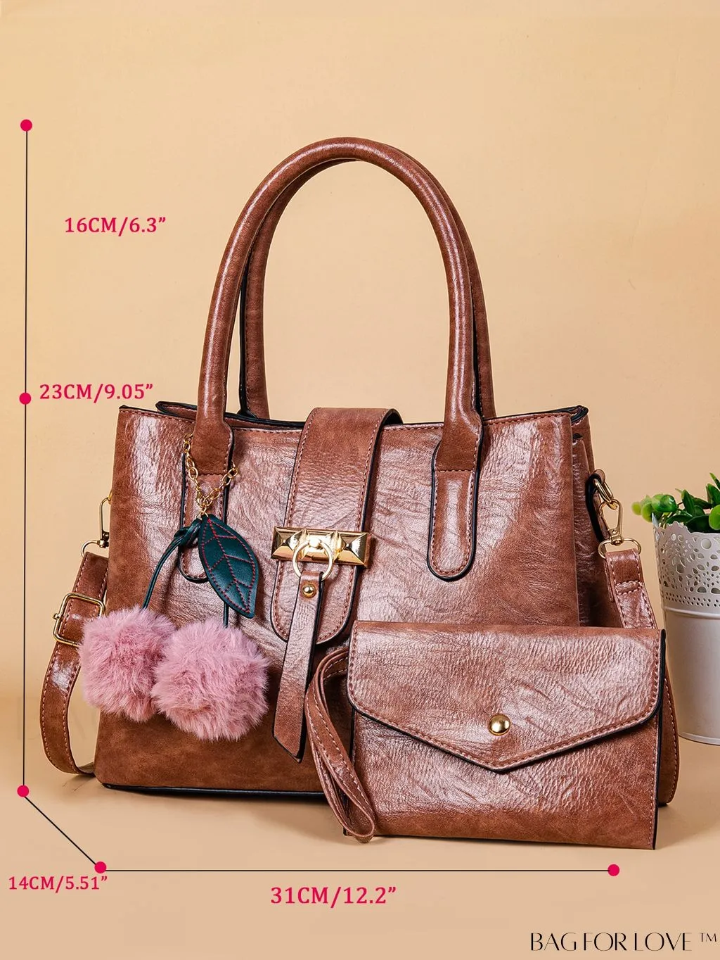 BagForLove - Vintage Crossbody Bag: Stylish, 3-Compartment Handbag for Women (2 pcs)
