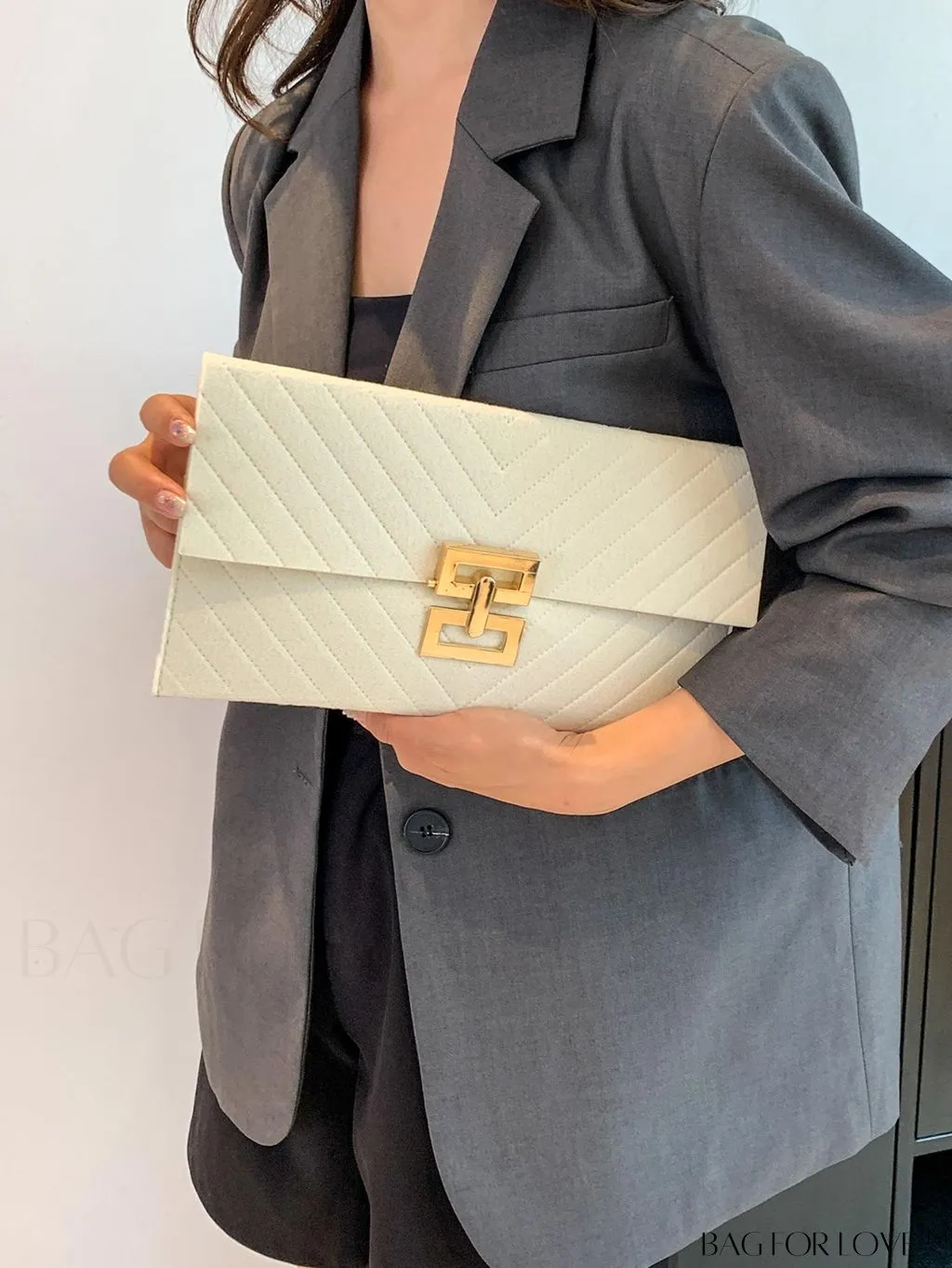 BagForLove - Womens Embossed V-shaped Clutch: Solid Color, Sleek & Lightweight Envelope Design