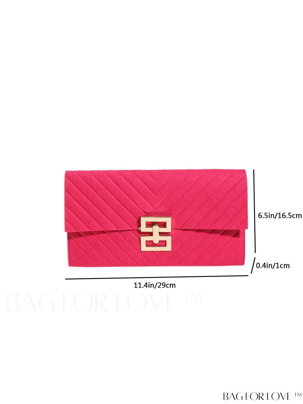 BagForLove - Womens Embossed V-shaped Clutch: Solid Color, Sleek & Lightweight Envelope Design