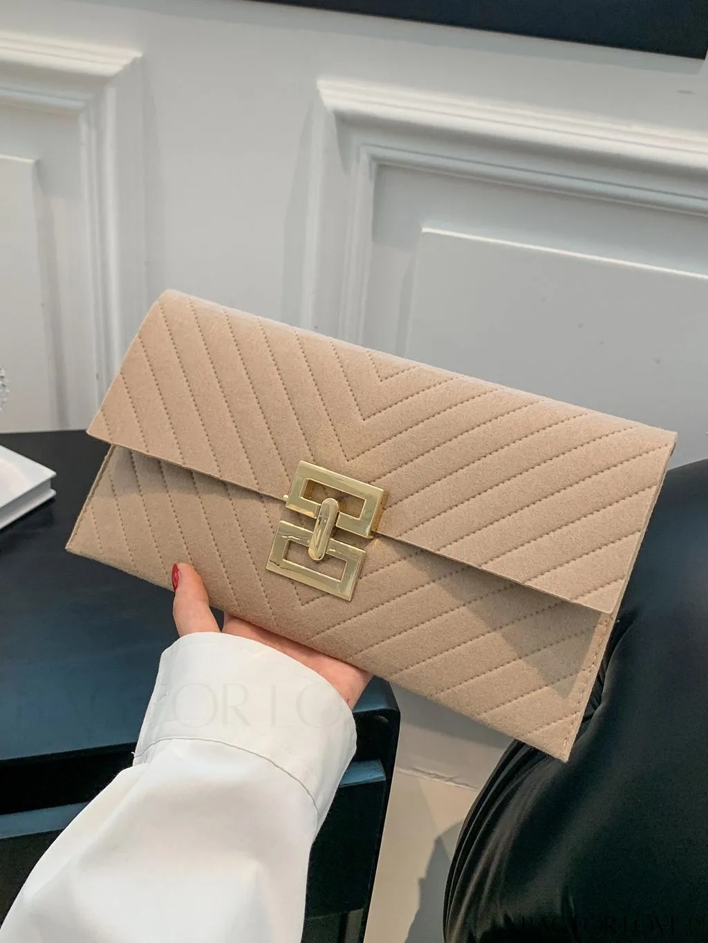 BagForLove - Womens Embossed V-shaped Clutch: Solid Color, Sleek & Lightweight Envelope Design