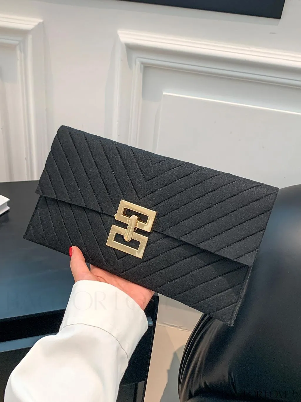 BagForLove - Womens Embossed V-shaped Clutch: Solid Color, Sleek & Lightweight Envelope Design
