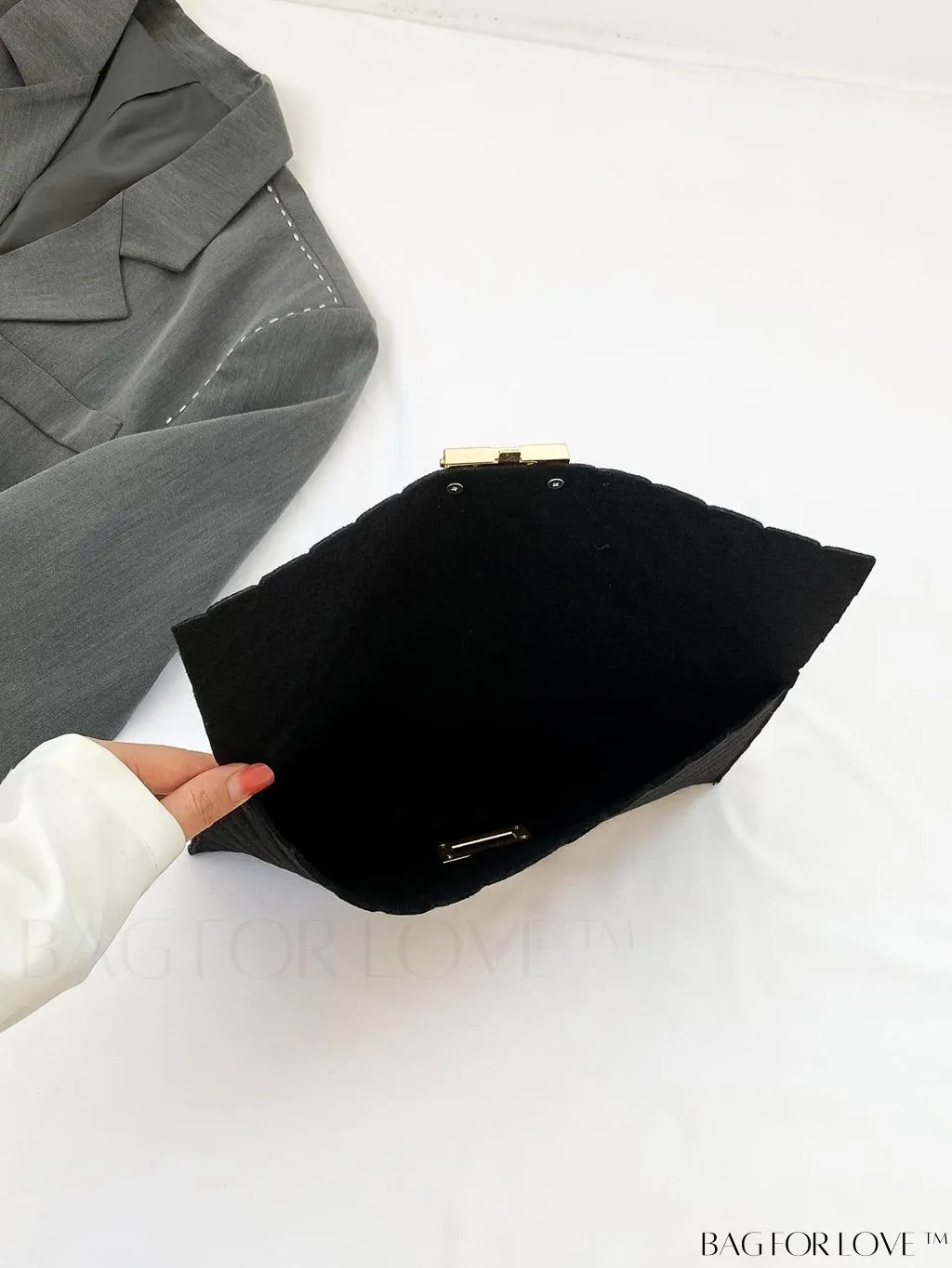 BagForLove - Womens Embossed V-shaped Clutch: Solid Color, Sleek & Lightweight Envelope Design