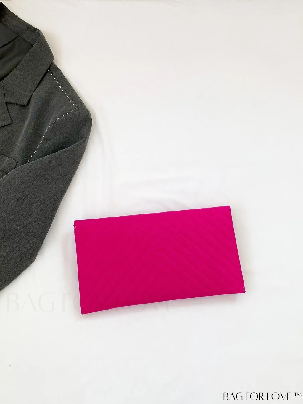 BagForLove - Womens Embossed V-shaped Clutch: Solid Color, Sleek & Lightweight Envelope Design