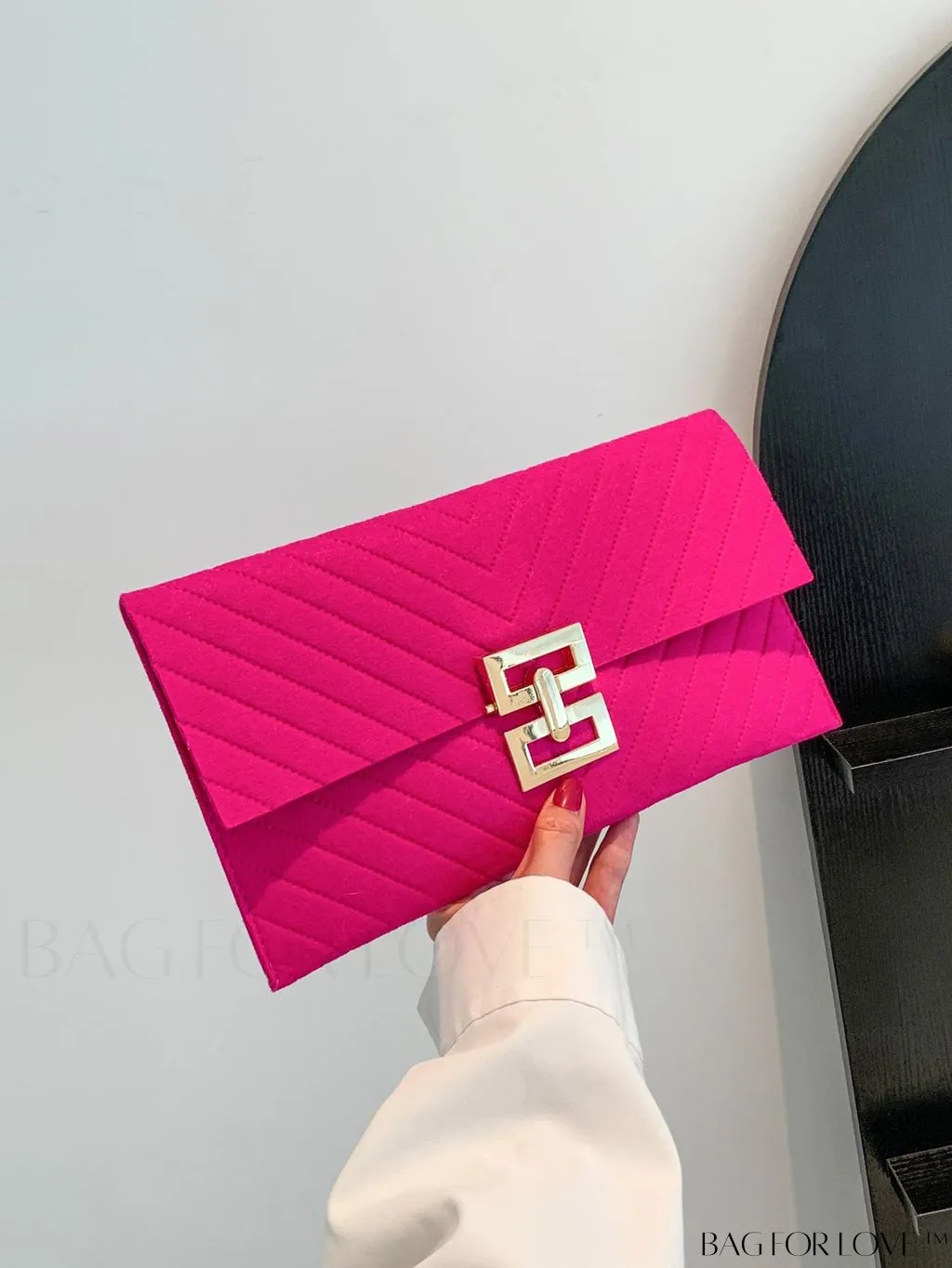 BagForLove - Womens Embossed V-shaped Clutch: Solid Color, Sleek & Lightweight Envelope Design