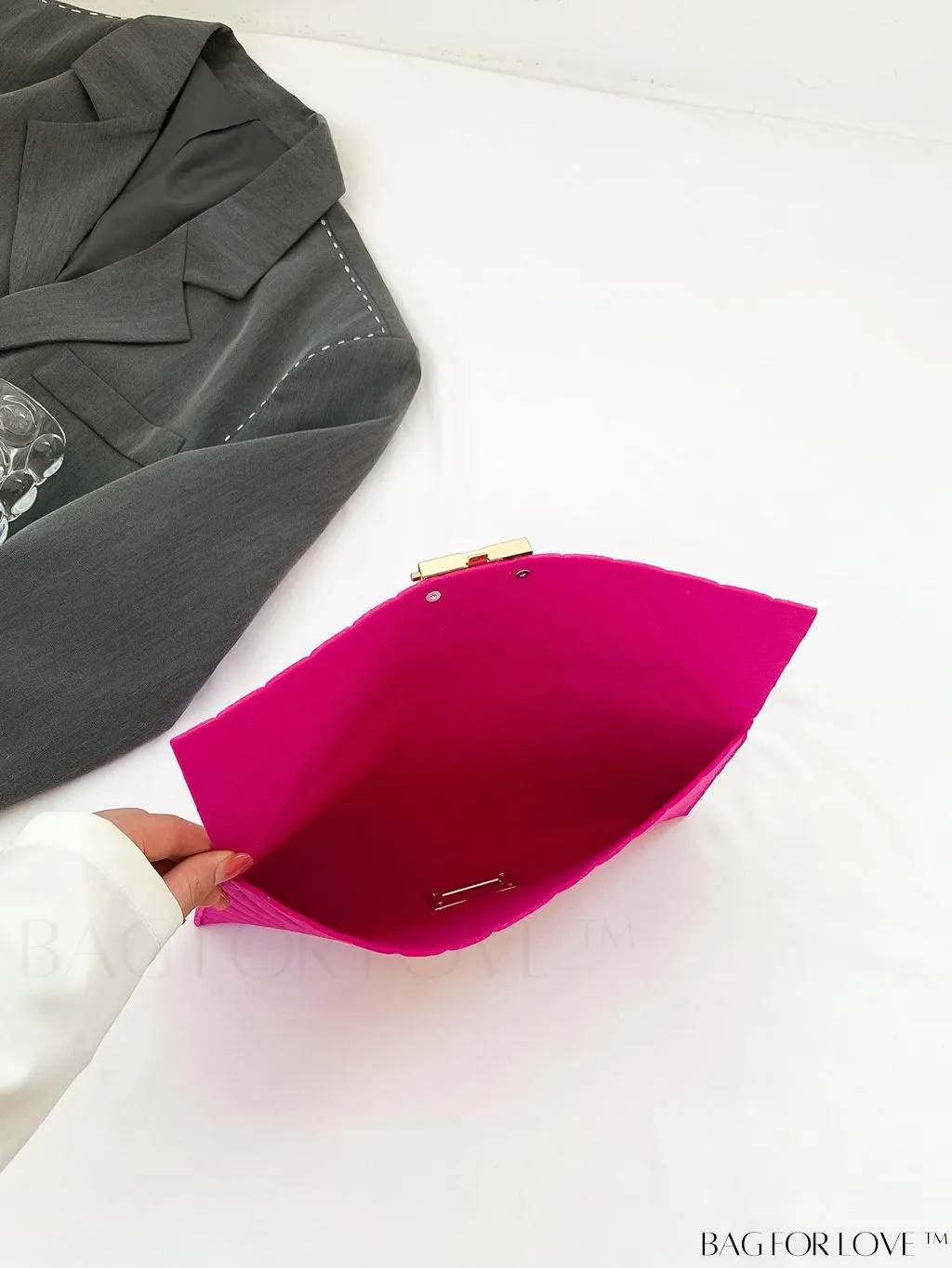 BagForLove - Womens Embossed V-shaped Clutch: Solid Color, Sleek & Lightweight Envelope Design