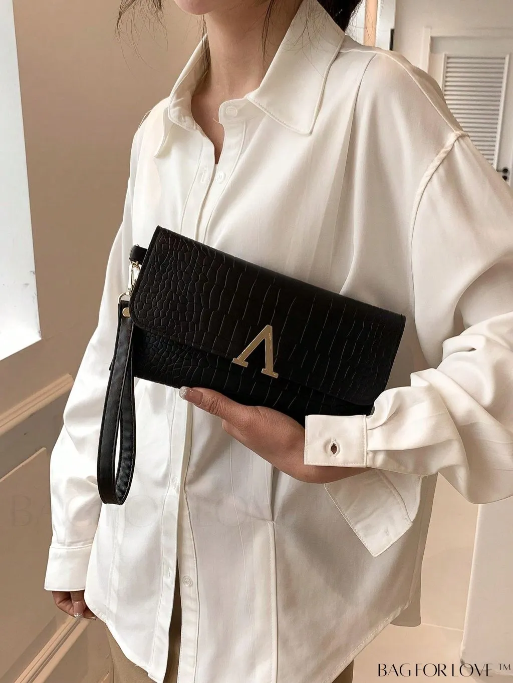 BagForLove - Womens PU Clutch Wrist Bag: Stylish Solid Color Handbag for Fashionable Convenience