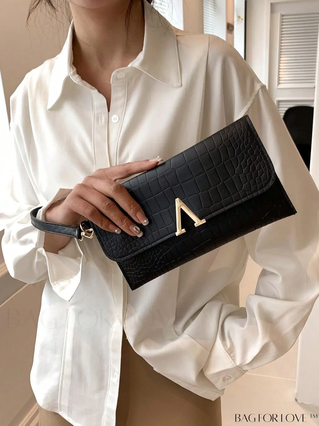 BagForLove - Womens PU Clutch Wrist Bag: Stylish Solid Color Handbag for Fashionable Convenience