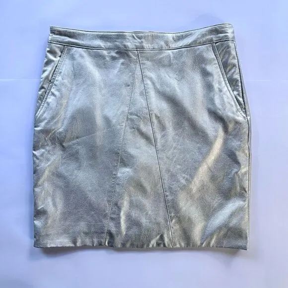 Bardot Alexis Silver Vegan / Faux Leather Mini Skirt 10 AU 6 US