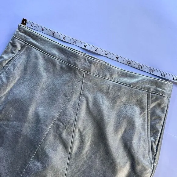Bardot Alexis Silver Vegan / Faux Leather Mini Skirt 10 AU 6 US
