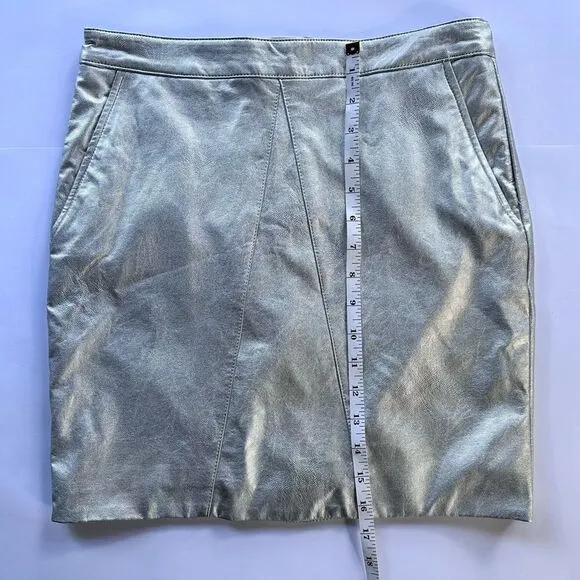 Bardot Alexis Silver Vegan / Faux Leather Mini Skirt 10 AU 6 US