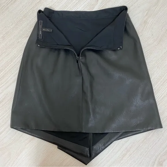 BCBGMAXAZRIA Yulissa Asymmetrical Faux Leather Black Skirt