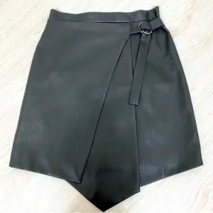 BCBGMAXAZRIA Yulissa Asymmetrical Faux Leather Black Skirt